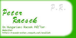 peter racsek business card